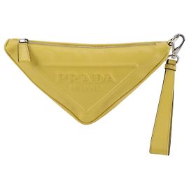Prada Triangle Leder-Clutch Gelb