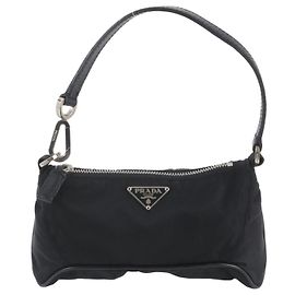 Prada Handtasche aus Tessuto Nylon mit Leder-Dreieckslogo Schwarz