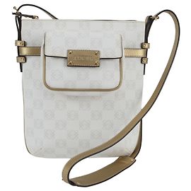 Loewe Anagram Repeat Leather Shoulder Bag White