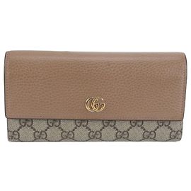 Gucci GG Supreme Marmont Leder-Langbrieftasche Beige