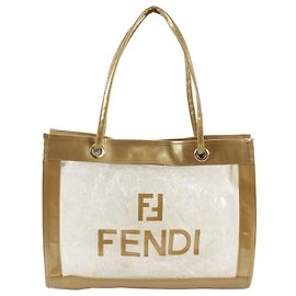 Saco tote transparente Fendi dourado Dourado Outro