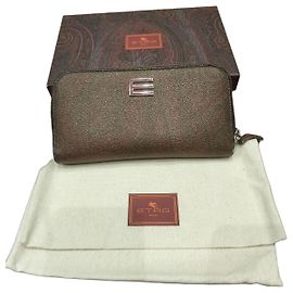Etro portefeuille en cuir marron avec monogramme Marron