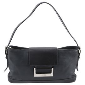 Bolsa de ombro Loewe One-Shoulder em couro preto Preto