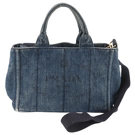 Prada Canapa Denim 2-Way Shoulder Bag Blue