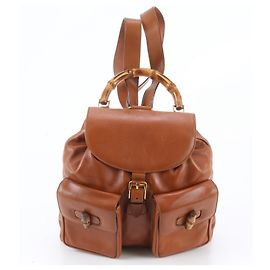 Mochila de cuero Bamboo de Gucci para mujer Castaño