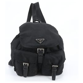 Mochila Prada de nylon Tessuto con logotipo triangular de cuero Negro