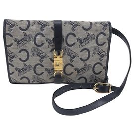 Céline Sac à épaule Celine C Macadam en cuir Bleu Marine