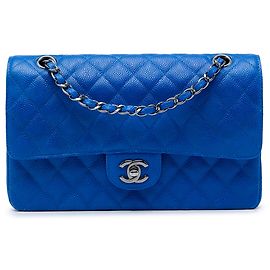 Chanel Blue Medium Classic Caviar Double Flap Azul