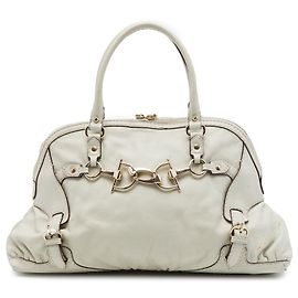 Gucci White Medium Calfskin Horsebit Nail Handbag White