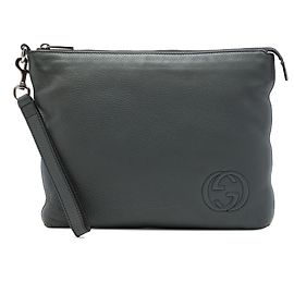 Gucci Soho Clutch aus grauem Kalbsleder Braun Anthrazitgrau