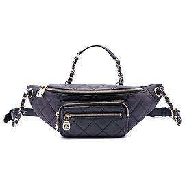 Chanel All About Gürteltasche aus irisierendem schwarzem Kalbsleder Schwarz