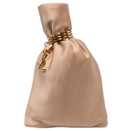 Autre Marque Pouch da sera in raso marrone con monogramma Saint Laurent Marrone Carne