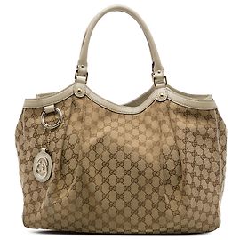 Sac cabas Gucci Sukey Large en toile GG beige Beige