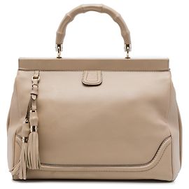 Gucci Bold Bamboo Handtasche aus beigem Kalbsleder Medium Beige