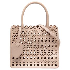 ALAÏA Tote Garance 20 em couro de bezerro Vienne castanho com corte a laser Marrom Carne