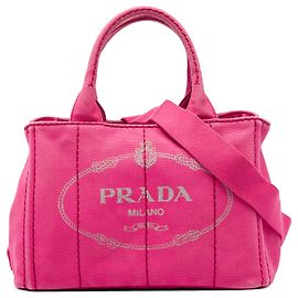 Prada Bolso Tote Small Canvas Canapa Logo Rosa Rosa