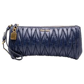 Clutch Miu Miu Blue Matelassé Nappa Blu Blu navy