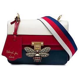 Bolsa de Ombro com Aba Queen Margaret Gucci em Pele de Bezerro Vermelha, Medium Vermelho