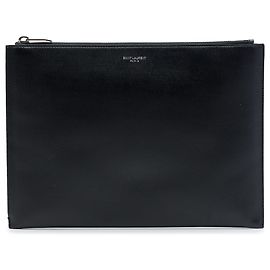 Autre Marque Clutch com zíper Saint Laurent Black Grain De Poudre Preto