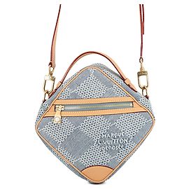Louis Vuitton Blue Damier Denim 3D Chess Messenger Blau Andere