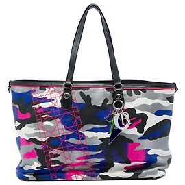Tote Dior Gray Anselm Reyle Large em lona camuflada Outro