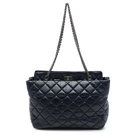 mala Chanel Reissue 2.55 em couro de bezerro envelhecido matelassé azul Azul Azul marinho