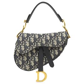 Dior Saddle Bag Mini aus blauer Oblique Canvas Blau Marineblau