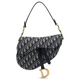 Dior Blue Oblique Canvas Saddle Bag Blue
