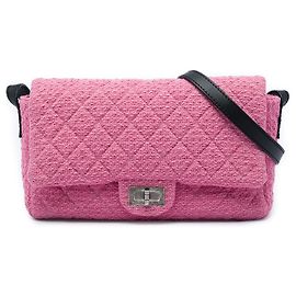 Chanel Pink Jumbo Quilted Tweed Reissue 2.55 Easy Messenger Flap Rosa