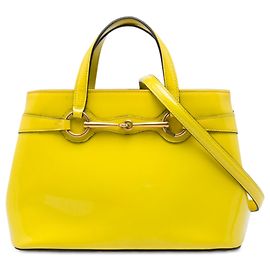 Bolsa Satchel Gucci Yellow Patent Bright Bit Amarelo