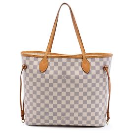Louis Vuitton White Damier Azur Neverfull MM Branco