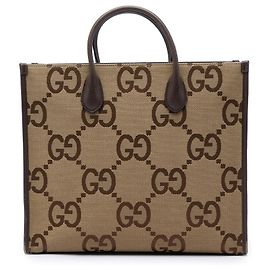 Borsa Tote Gucci Beige Jumbo GG Canvas Web Beige