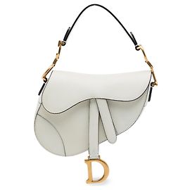 Borsa Saddle Dior Mini in pelle di vitello grana naturale bianca Bianco