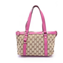 Borsa Tote Gucci Abbey GG Canvas Marrone Beige Porpora