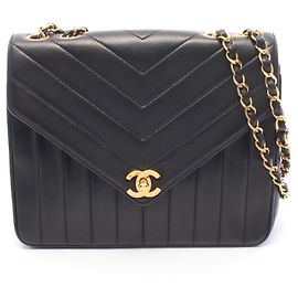 Borsa a tracolla Chanel Chevron V-Stitch Mademoiselle Nero