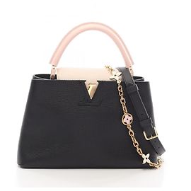 Louis Vuitton Capucines MM 2-Way Handbag Black Pink Cream