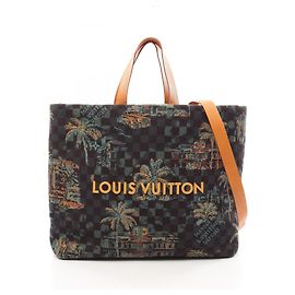Louis Vuitton Shopper Tote MM Damier Palm Tree Azul Verde Amarillo Azul marino