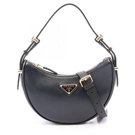 Bolsa de mão 2-Way Prada SOFT CALF ARCHE Preto
