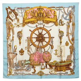 Hermès Lenço Hermes Carre 90 Museum Multicor Azul claro
