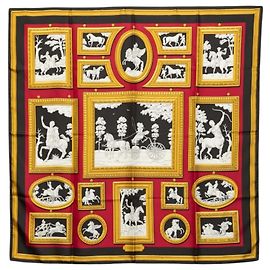 Hermès Pañuelo Hermes Carre 90 Wedgwood Negro Multicolor