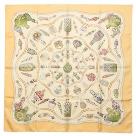 Hermès Hermes Carre 90 Perfume Bottle Scarf Yellow