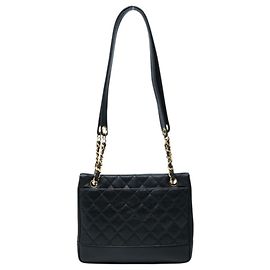 Chanel Matelassé Black Caviar Leather Tote Bag Black