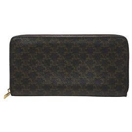 Céline Carteira Longa com Fecho de correr Redonda Celine Triomphe Marrom Preto