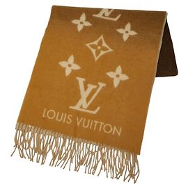 Cachecol Louis Vuitton Monogram Giant em castanho e bege Marrom Bege Monograma