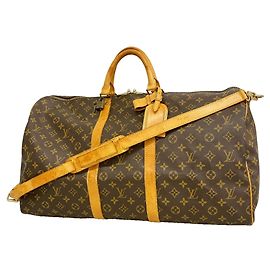 Louis Vuitton Brown Boston Monogram Keepall Bandoulière 55 Marron