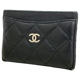 Chanel Kartenetui aus schwarzem Lammleder Schwarz