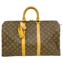 Louis Vuitton Monogram Keepall 45 Boston Bag Brown
