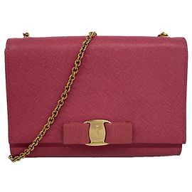 Sac à épaule en cuir Salvatore Ferragamo Vara Rose