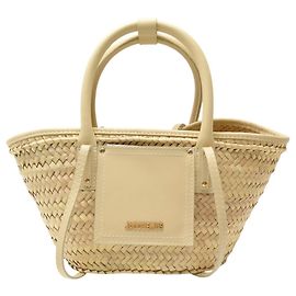 NEW JACQUEMUS LE PETIT PANIER DE PLAGE HANDBAG RAPHIA SHOULDER BAG Beige