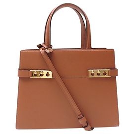 NEW DELVAUX TEMPETE MM HANDBAG IN BROWN LEATHER SHOULDER BAG Brown